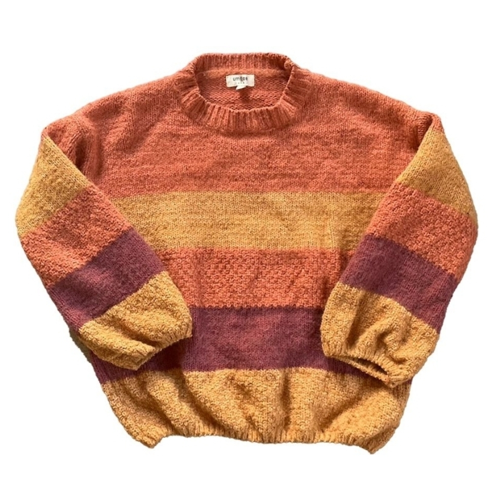 Umgee Striped Sweater - Orange and Purple